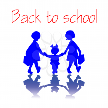 Royalty Free Clipart Image of Girls Going Back to School