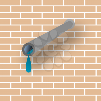 Royalty Free Clipart Image of a Pipe Coming Out of a Wall