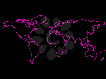 Royalty Free Clipart Image of a Purple Map on Black