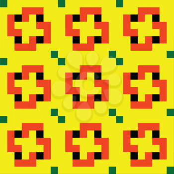 Royalty Free Clipart Image of a Yellow Green and Red Pattern