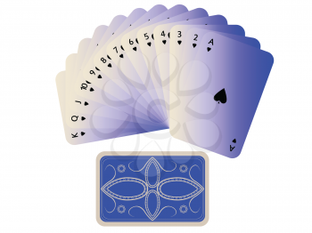 Royalty Free Clipart Image of Spades Playing Cards Fanned Out