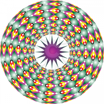 Royalty Free Clipart Image of a Starburst in a Circle