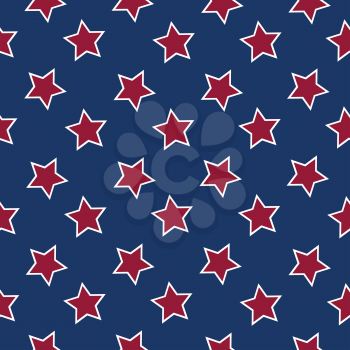 american flag stars background, abstract seamless pattern; vector art illustration