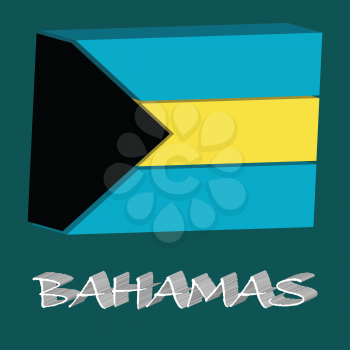 bahamas tridimensional flag, abstract vector art illustration