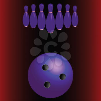 bowling pins and ball, abstract vector art illustration