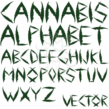 cannabis vector alphabet against white background, abstract art