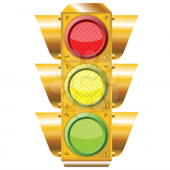 cross road traffic lights over white background, abstract vector art illustration
