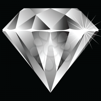 diamond isolated on black background, abstract vector art illustration