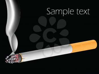 filter cigarette against black background, abstract vector art illustration