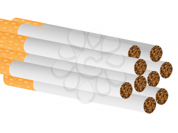 filter cigarettes against white background, abstract vector art illustration