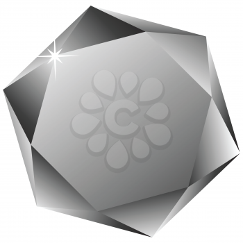 hexagonal diamond against white background, abstract vector art illustration