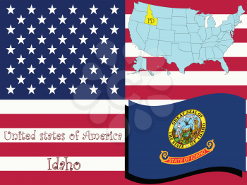 Royalty Free Clipart Image of the State of Idaho and Flag