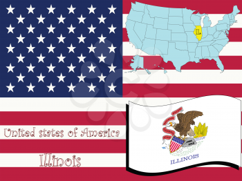 Royalty Free Clipart Image of the State of Illinois and Flag