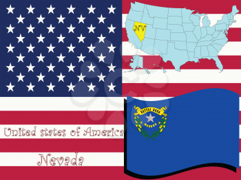 Royalty Free Clipart Image of the State of Nevada and Flag