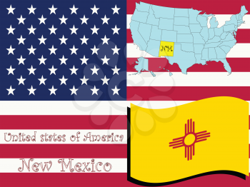 Royalty Free Clipart Image of the State of New Mexico and Flag