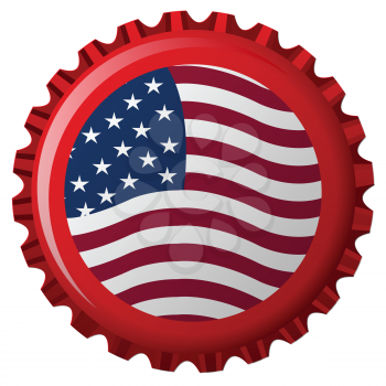 united states stylized flag on bottle cap, abstract vector art illustration