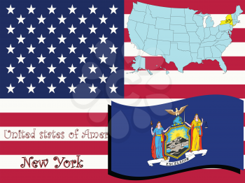 Royalty Free Clipart Image of the State of Virginia and Flag