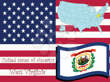 Royalty Free Clipart Image of the State of West Virginia and Flag