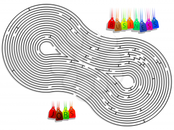 abstract conceptual maze against white background, vector art illustration