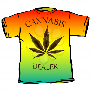 cannabis dealer tshirt against white background, abstract vector art illustration