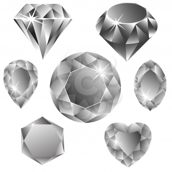 diamonds collection against white background, abstract vector art illustration