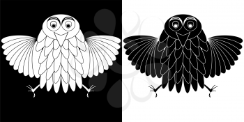 stylized owl cartoon, abstract vector art illustration