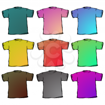 t shirts collection against white background, abstract vector art illustration