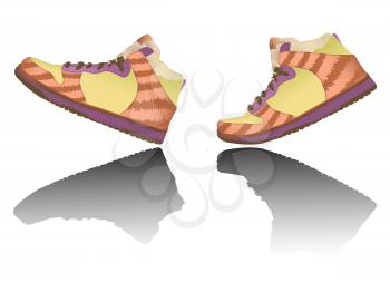walking shoes against white background, abstract vector art illustration
