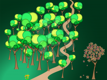 forest path, abstract vector art illustration