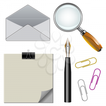 office elements against white background, abstract vector art illustration; image contains gradient mesh and transparency