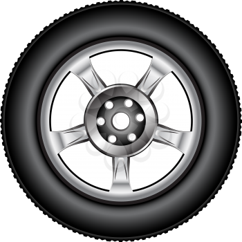 alloy wheel tyre against white background, abstract vector art illustration