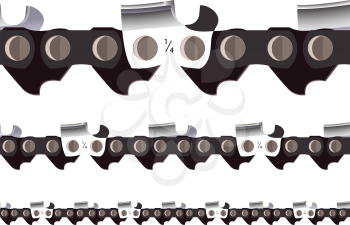 chain saw seamless, abstract horizontal texture; vector art illustration