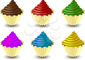 cupcakes against white background, abstract vector art illustration; image contains gradient mesh