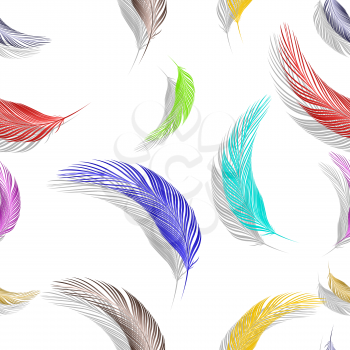 feathers seamless texture, abstract pattern; vector art illustration