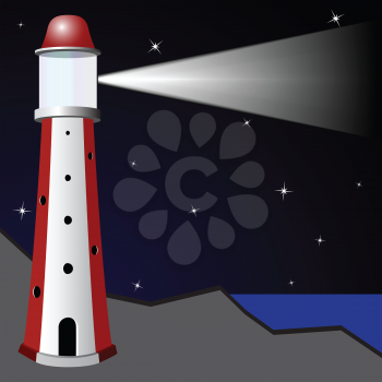 lighthouse in the night, abstract vector art illustration
