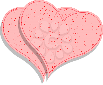 paper pink hearts against white background; abstract vector art illustration