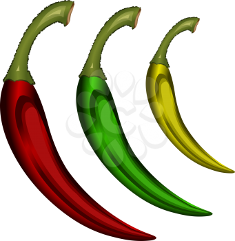 peppers isolated on white background, abstract vector art illustration