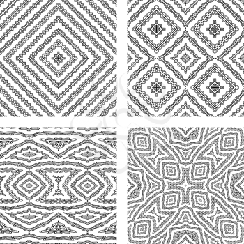 seamless textures against white background, abstract patterns; vector art illustration