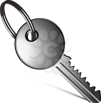silver key against white background, abstract vector art illustration