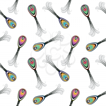 peacock feathers pattern, abstract seamless texture; vector art illustration