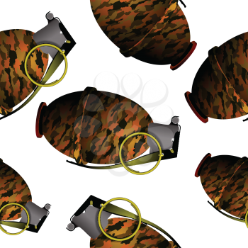 hand grenade pattern, abstract seamless texture, vector art illustration; image contains transparency
