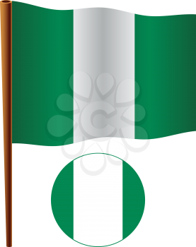 nigeria wavy flag and icon against white background, vector art illustration, image contains transparency