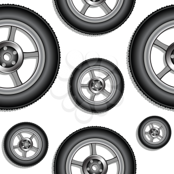 wheels pattern, abstract seamless texture; vector art illustration