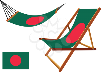 bangladesh hammock and deck chair set against white background, abstract vector art illustration