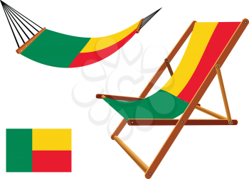 benin hammock and deck chair set against white background, abstract vector art illustration