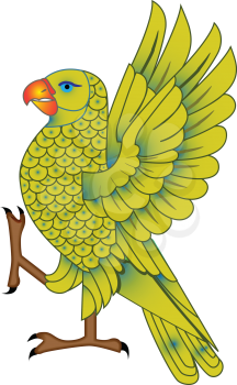 colorful parrot against white background, vector art illustration