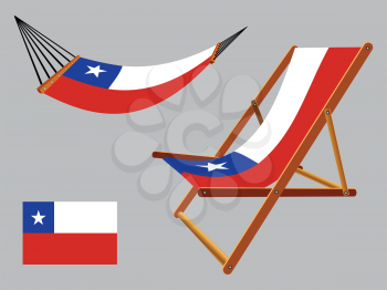 chile hammock and deck chair set against gray background, abstract vector art illustration