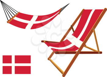denmark hammock and deck chair set against white background, abstract vector art illustration