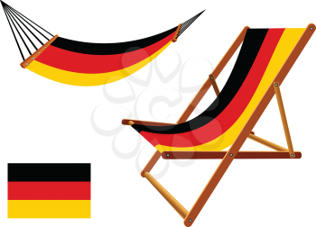germany hammock and deck chair set against white background, abstract vector art illustration