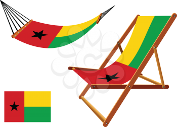 guinea bissau hammock and deck chair set against white background, abstract vector art illustration